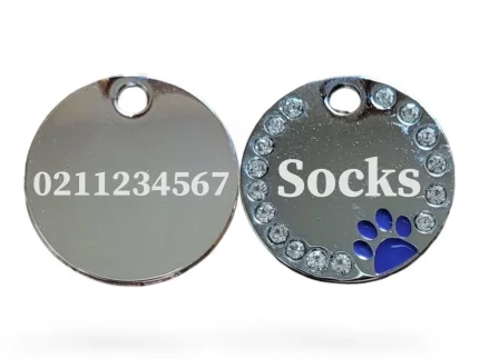 ⭐️Pawsome Pets⭐️ - Bling Round Paw Print Cat & Dog ID Pet Tag - RoyalBlue