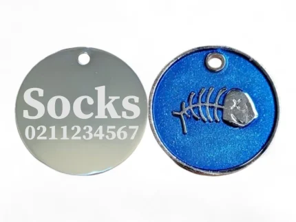 ⭐️Pawsome Pets⭐️ - Fish Round Cat & Dog ID Pet Tag - Blue