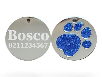 ⭐️Pawsome Pets⭐️ - Flat Round Paw Print Dog ID Pet Tag - DodgerBlue