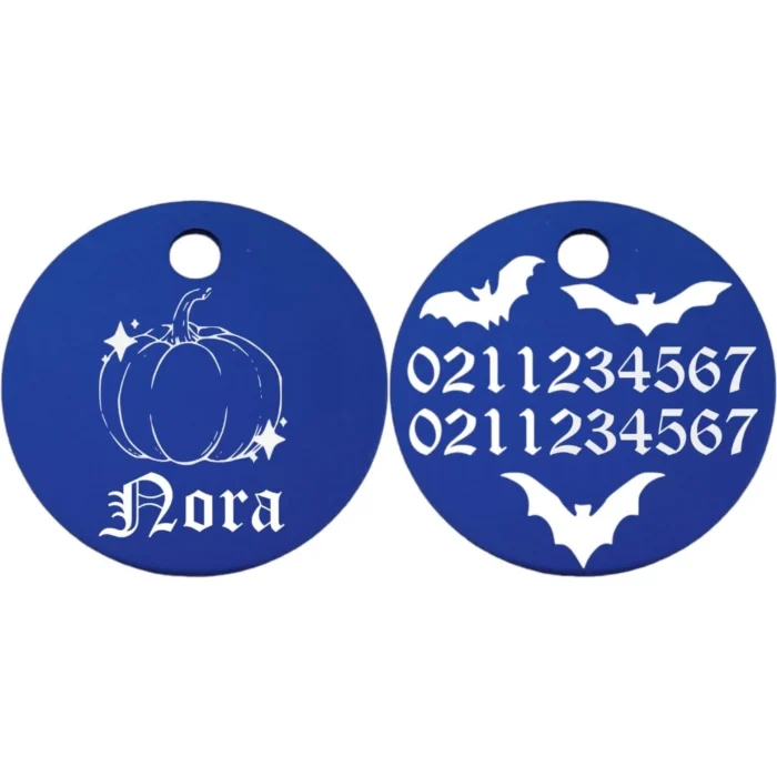 ⭐️Pawsome Pets⭐️ - Little Pumpkin Round Aluminum Cat & Dog ID Pet Tag - RoyalBlue / Small (Cat)