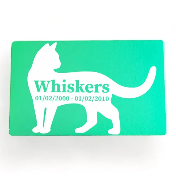 ⭐️Pawsome Pets⭐️ - Pet Memorial Plaque Silhouette - MediumSeaGreen / Cat / Indoor
