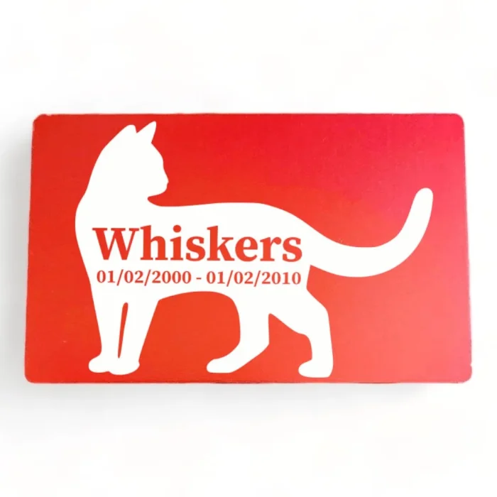 ⭐️Pawsome Pets⭐️ - Pet Memorial Plaque Silhouette - Red / Cat / Indoor
