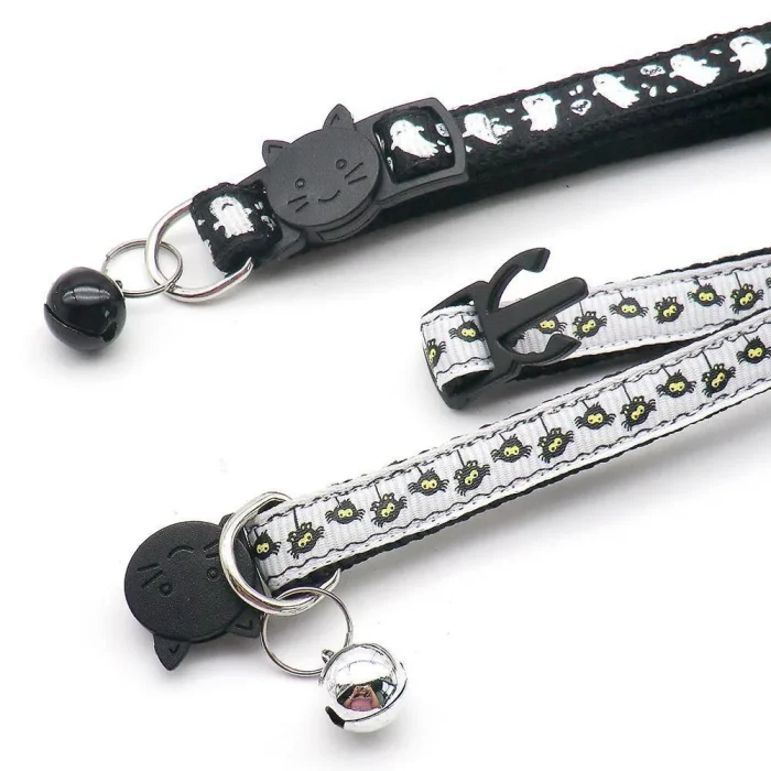 ⭐️Pawsome Pets⭐️ - Spooky Collection Breakaway Safety Kitten Collar - Black Skull & Cross bones