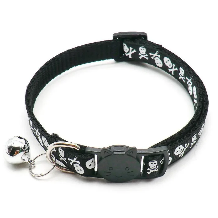 ⭐️Pawsome Pets⭐️ - Spooky Collection Breakaway Safety Kitten Collar - Black Skull & Cross bones