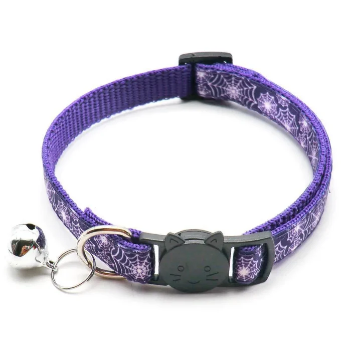 ⭐️Pawsome Pets⭐️ - Spooky Collection Breakaway Safety Kitten Collar - Purple Spider web