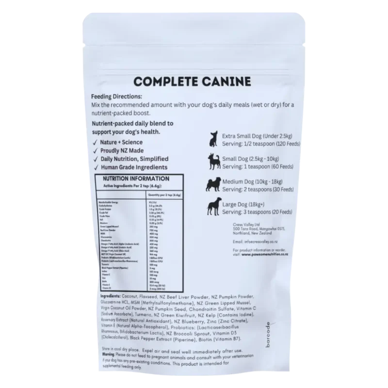 Pawsome Nutrition Complete Canine 200g – Dog Supplement NZ